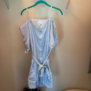 Bar III pinstripe cold shoulder dress worn once XL